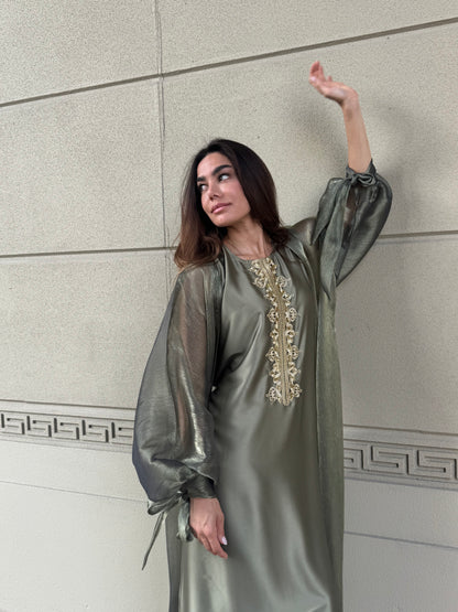 Dark Green Inner Dress with Emerald Thread